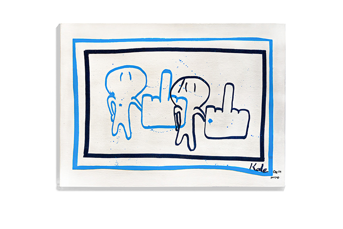 FICKO DUO BLUE #1 – abstract painting by Kate Ozé capturing the tension and power of two passionate forces.