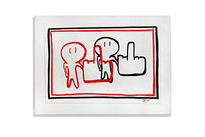 FICKO DUO RED #1 – abstract painting by Kate Ozé capturing the tension and power of two passionate forces.